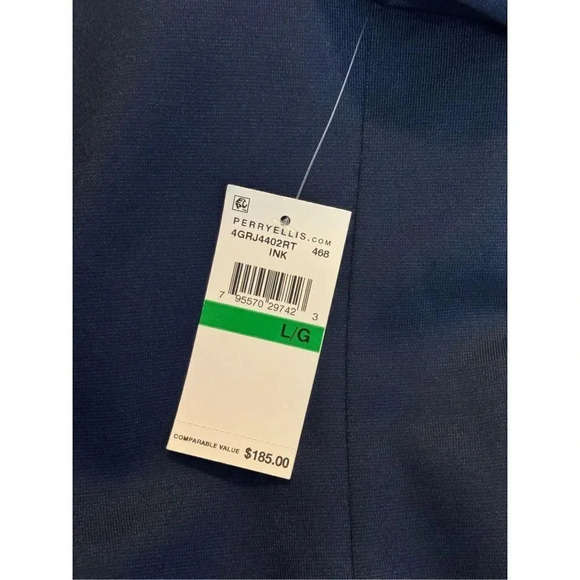 Perry Ellis Sport Jacket Blazer L Blue Notch Lapel Pocket Single Breasted Cotton - Picture 7 of 9